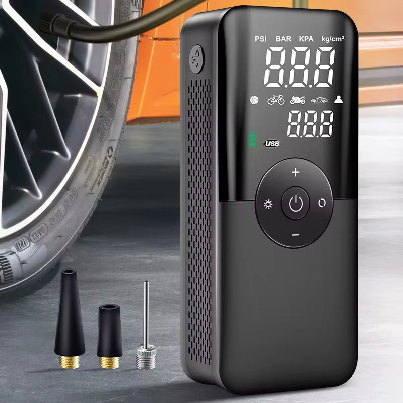 Rechargeable Portable Air Compressor – Digital Cordless Tire Inflator for Car, Bike & Balls