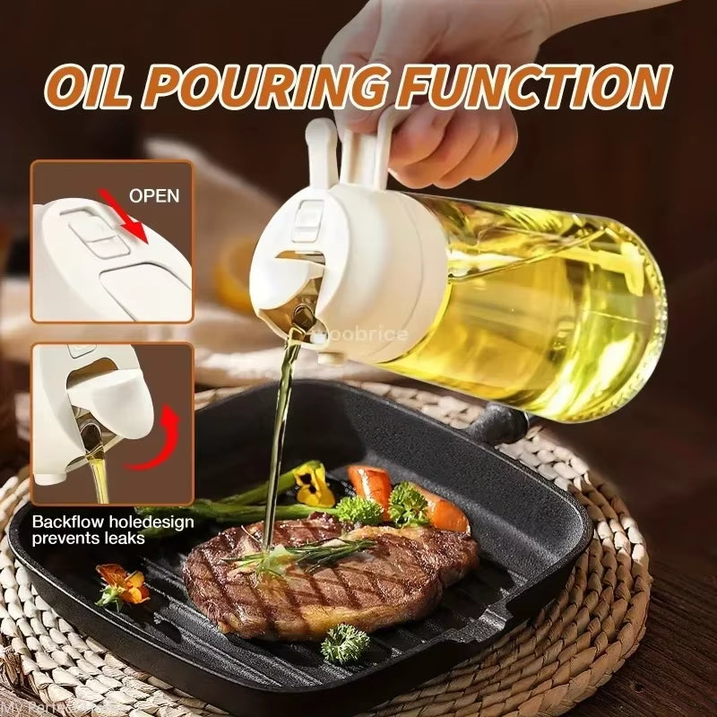 2-Way Oil Spray Bottle – Plastic Dispenser for Cooking & Kitchen Use