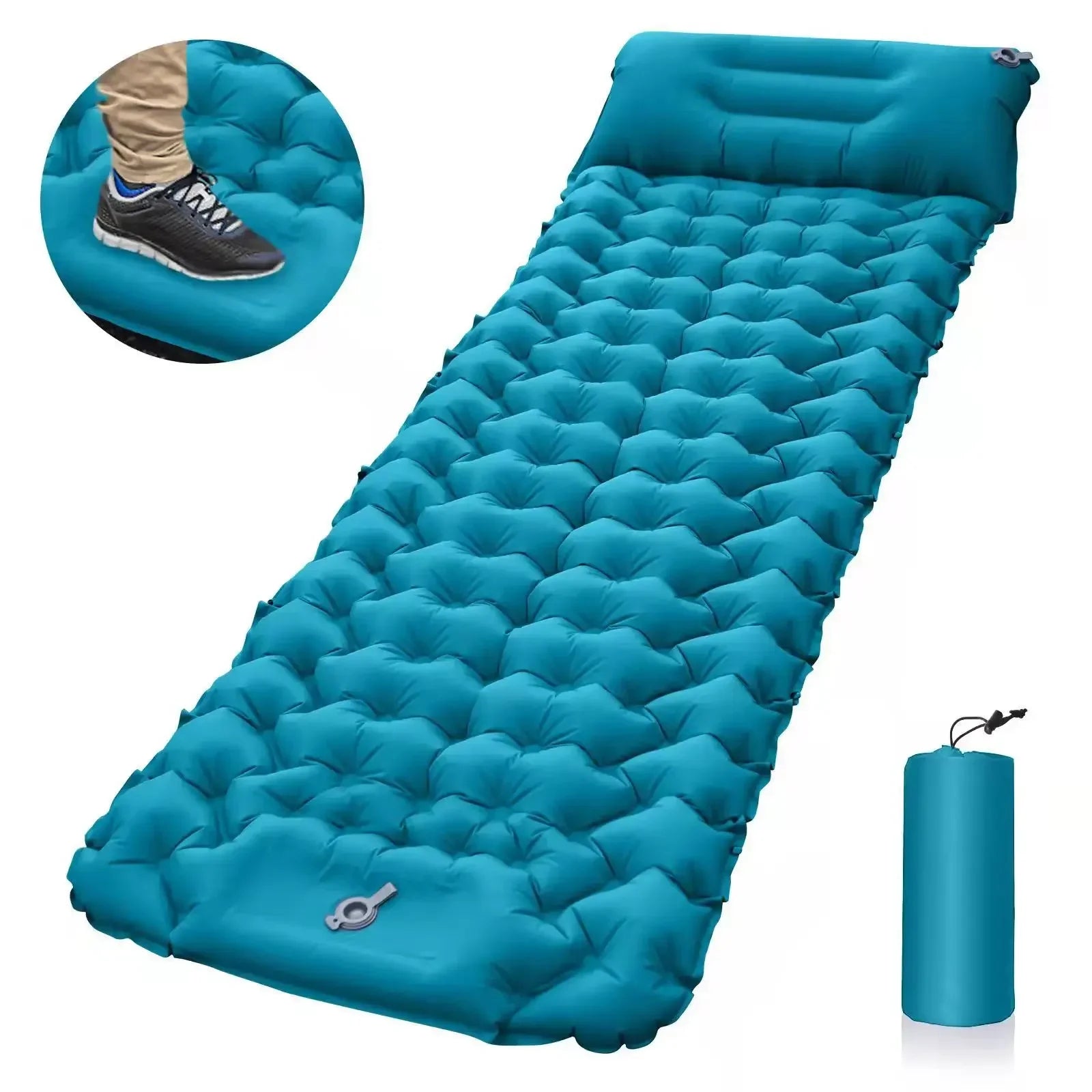 Outdoor Sleeping Pad Camping Inflatable Mattress with Pillows Travel Mat Folding Bed Ultralight Air Cushion Hiking Trekking