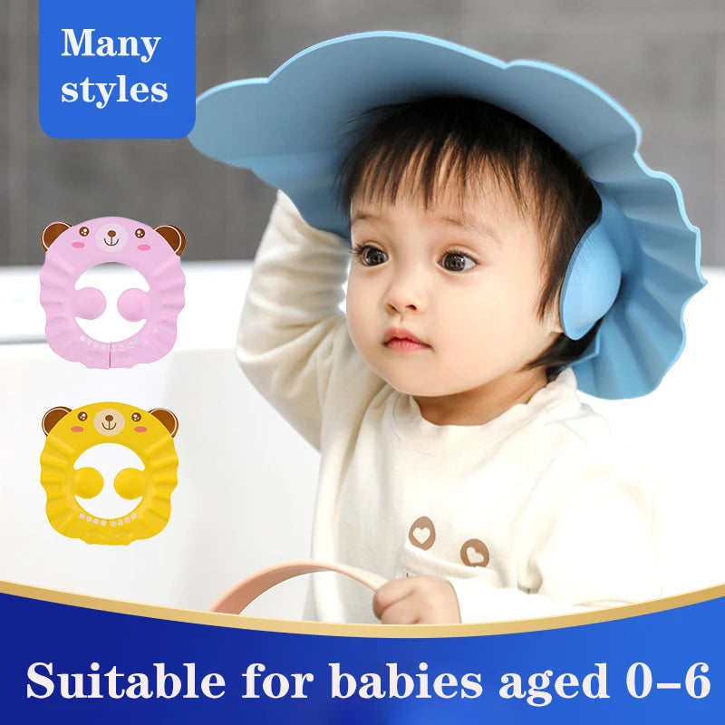 Adjustable Baby Shower Cap – Soft Hair Wash Hat with Ear Protection