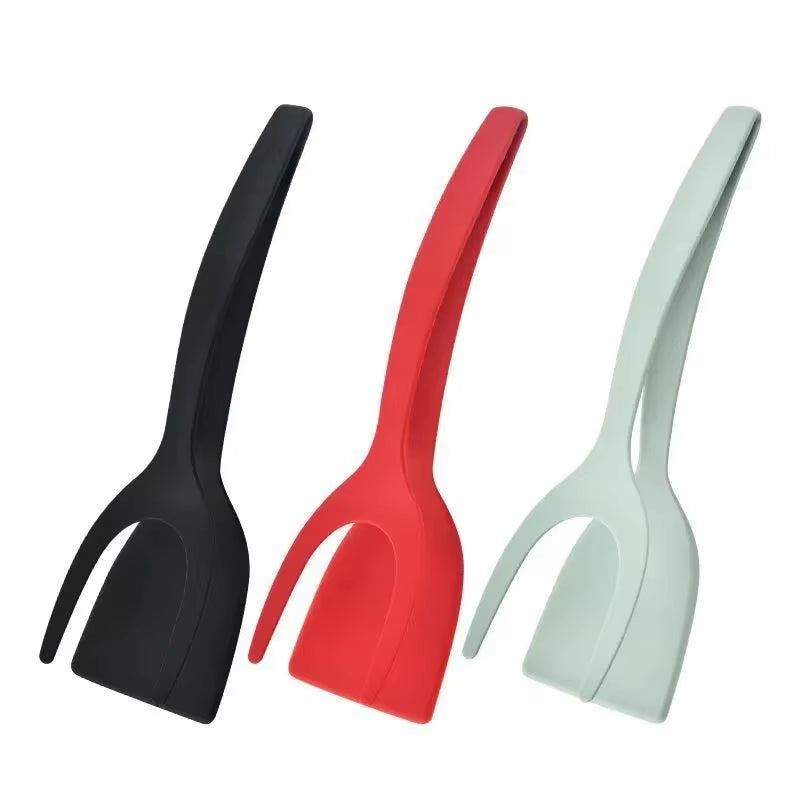 2-in-1 Nylon Grip Flip Tongs & Spatula – Versatile Kitchen Tool for Eggs, Steak, Pancakes & More