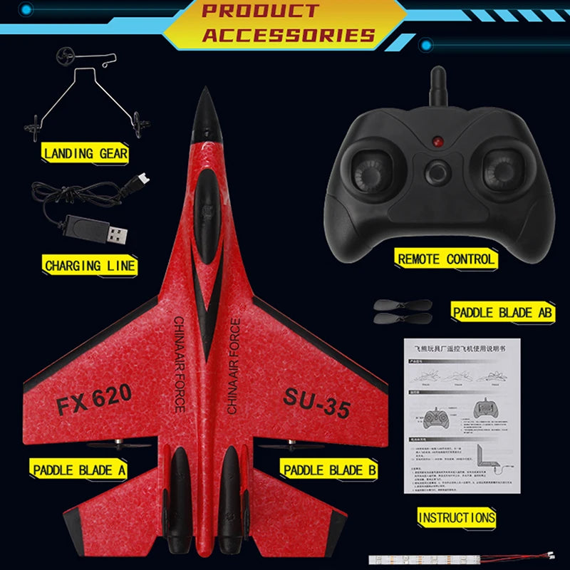 RC SU-35 Foam Glider – 2.4G Remote Control Fighter Jet for Kids