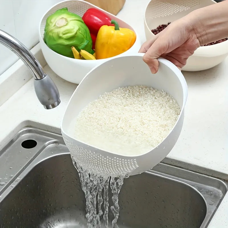 Multi-Purpose Rice & Produce Drainage Basket – Kitchen Sieve Tool