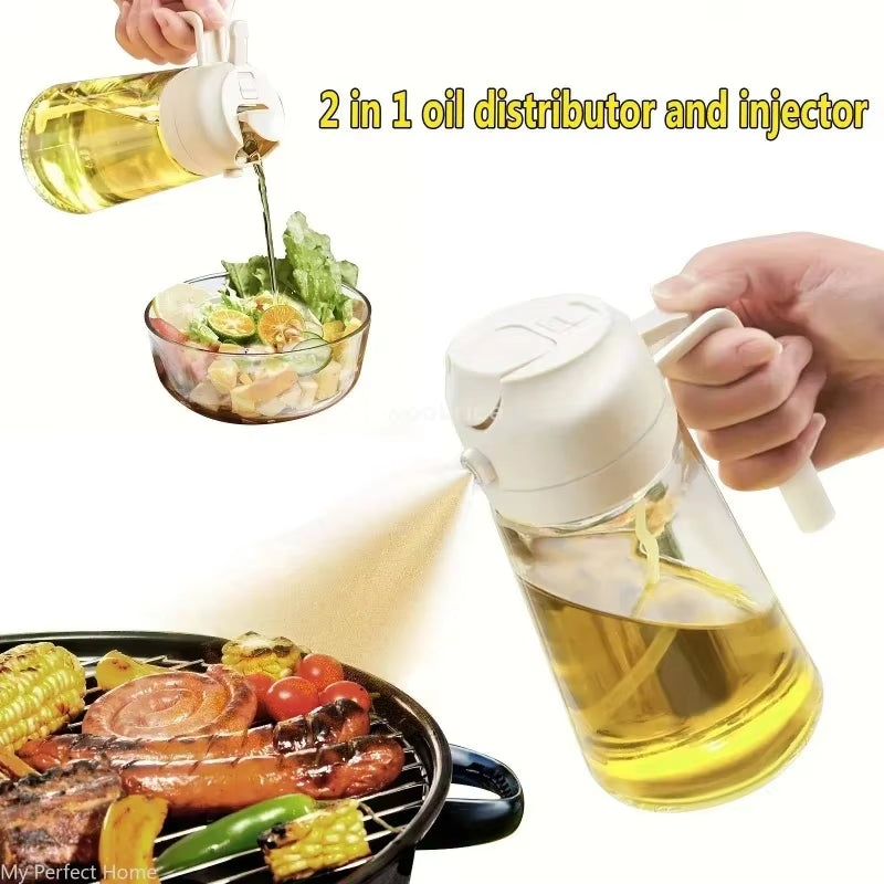 2-Way Oil Spray Bottle – Plastic Dispenser for Cooking & Kitchen Use