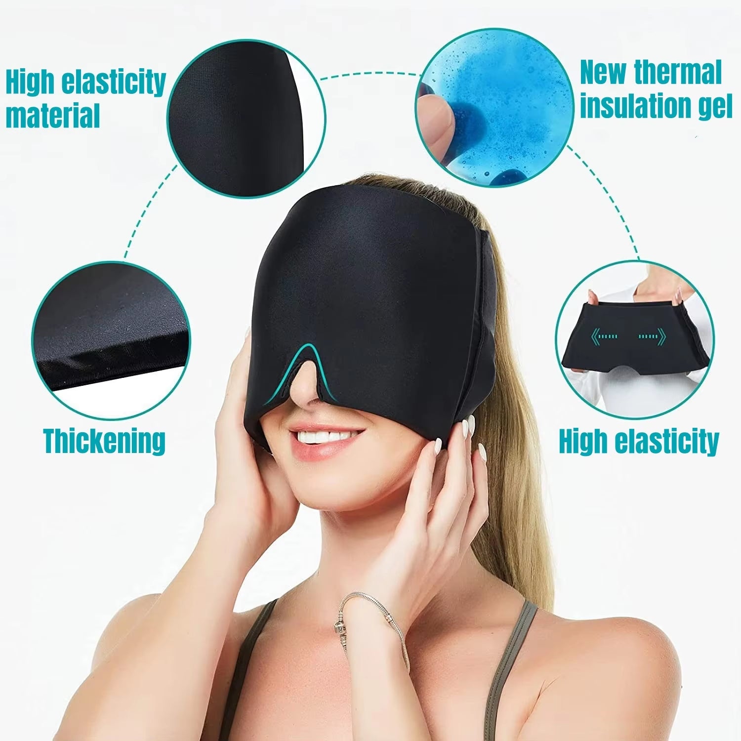 Migraine Relief Ice Mask– Hot & Cold Gel Therapy for Headache & Stress Relief