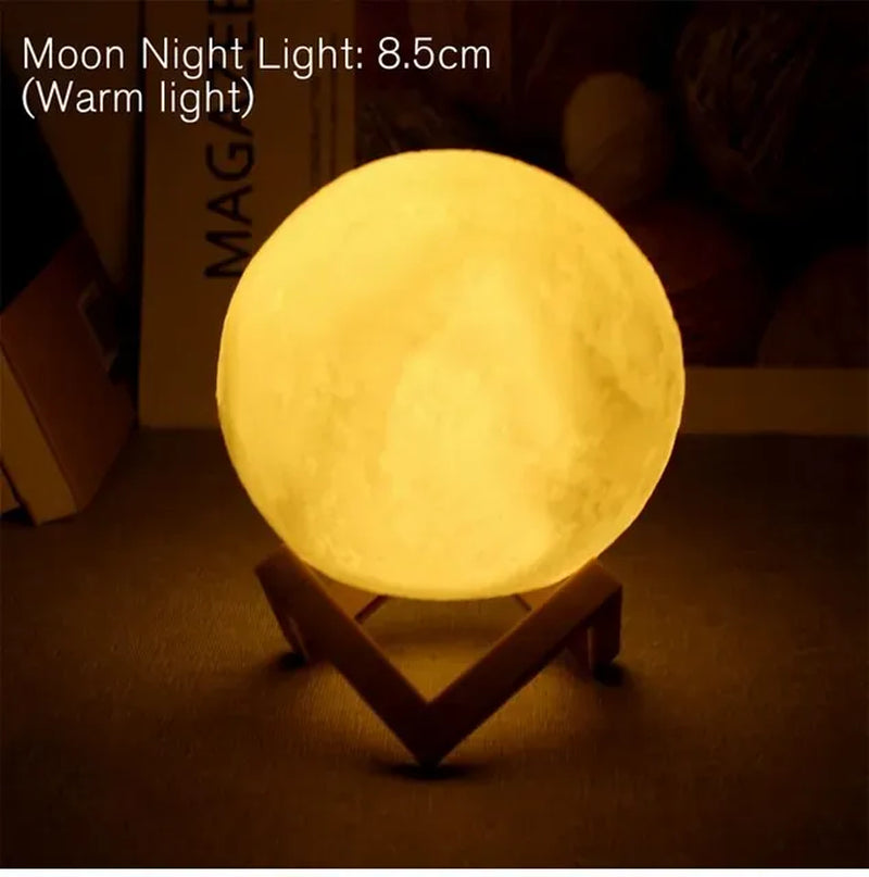 TucksTrends™ 8cm LED Moon Lamp – Battery-Powered Night Light & Decor