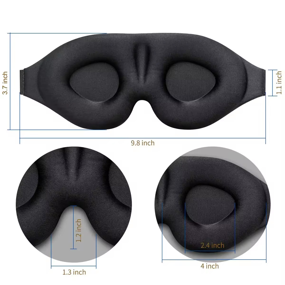 3D Contoured Sleep Mask – Light Blocking Eye Mask with Earplugs for Men & Women