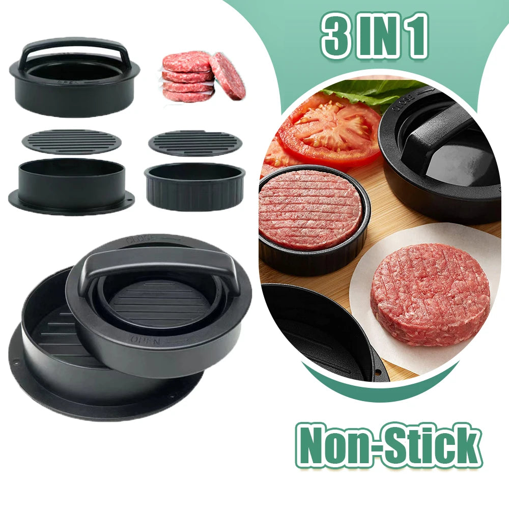 Non-Stick Hamburger Press – Round Shape Stuffed Patty Maker for Beef & Grilling