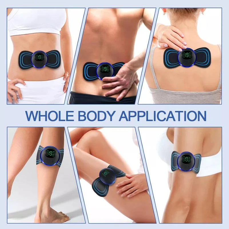 4PCS LCD EMS Neck & Back Massager – 8-Mode Pain Relief Stimulator