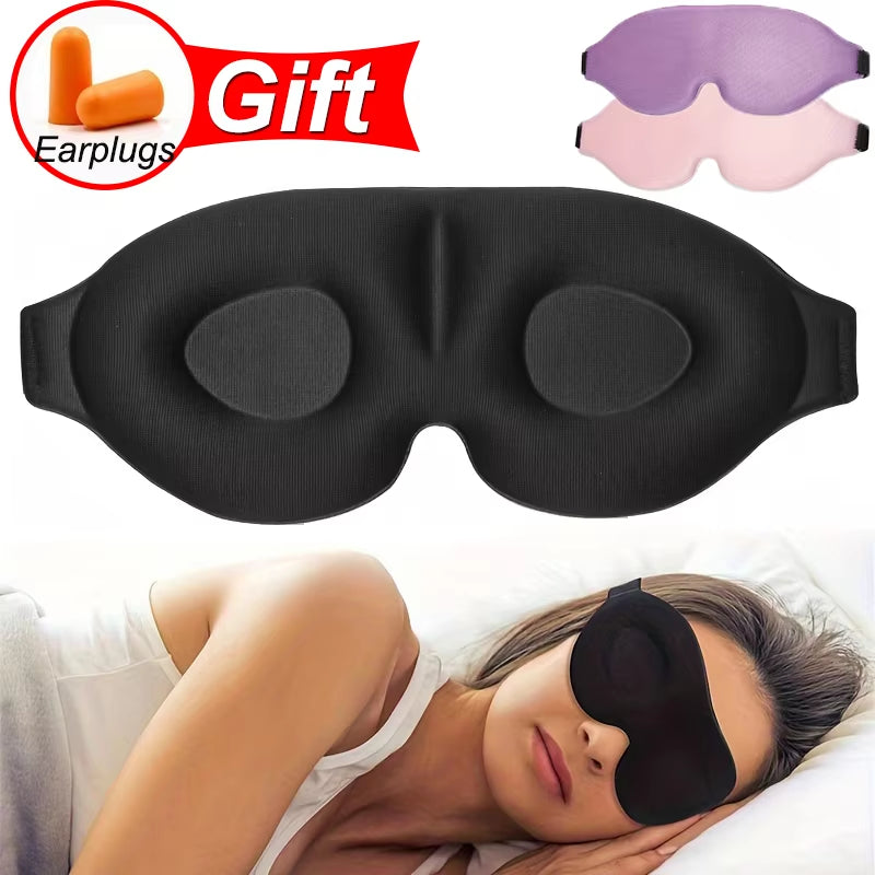 3D Contoured Sleep Mask – Light Blocking Eye Mask with Earplugs for Men & Women