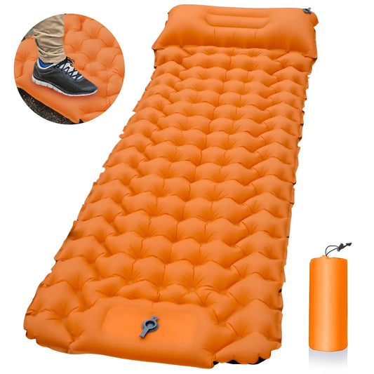 Outdoor Sleeping Pad Camping Inflatable Mattress with Pillows Travel Mat Folding Bed Ultralight Air Cushion Hiking Trekking