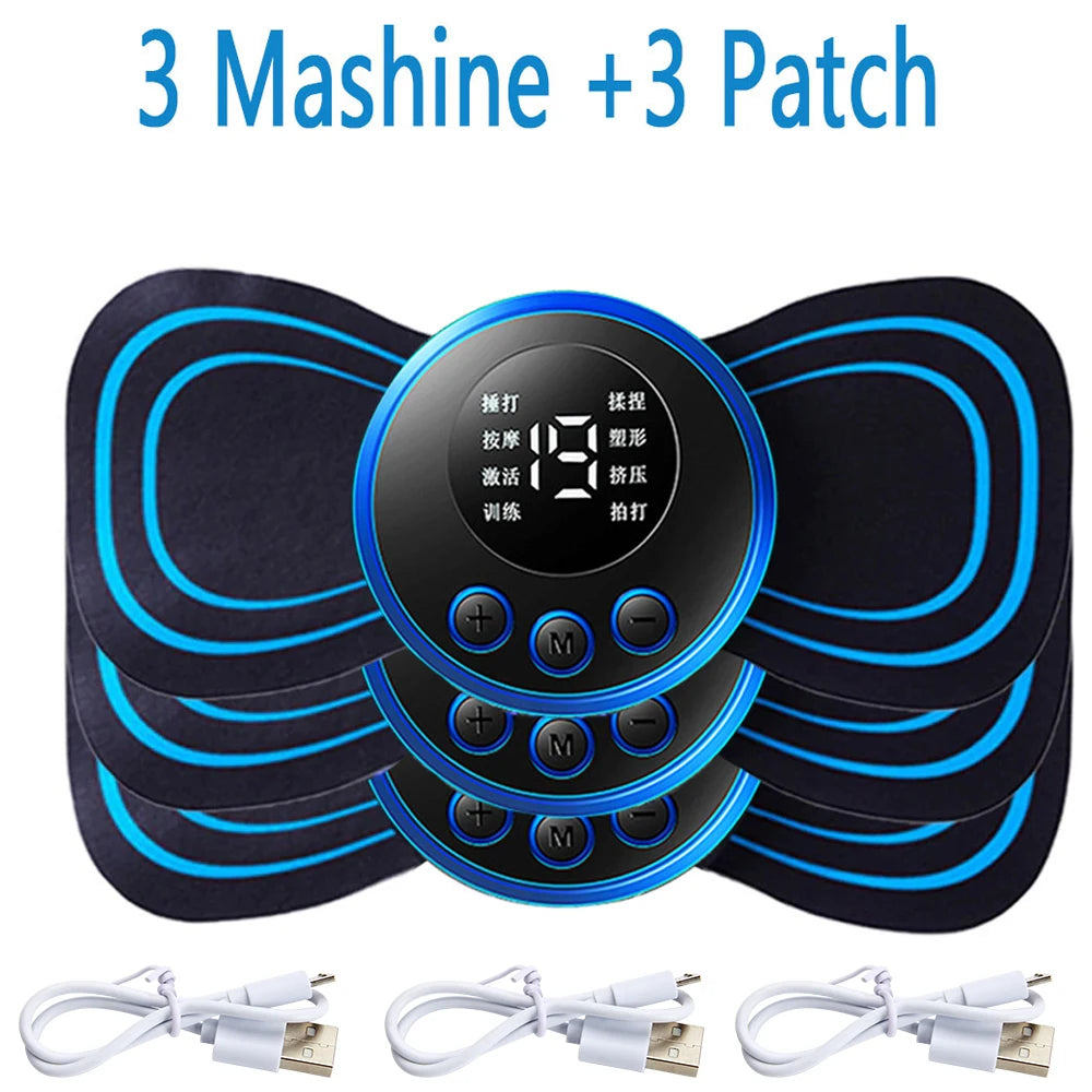 4PCS LCD EMS Neck & Back Massager – 8-Mode Pain Relief Stimulator